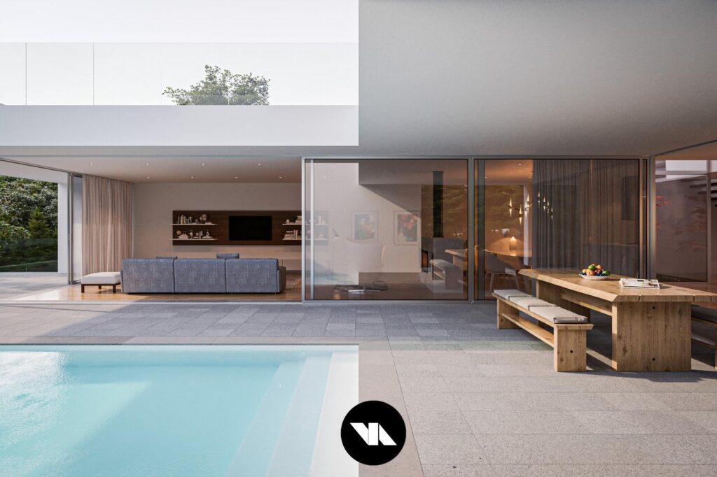 Exterior rendering of Ameijeira 33 - outdoor living area