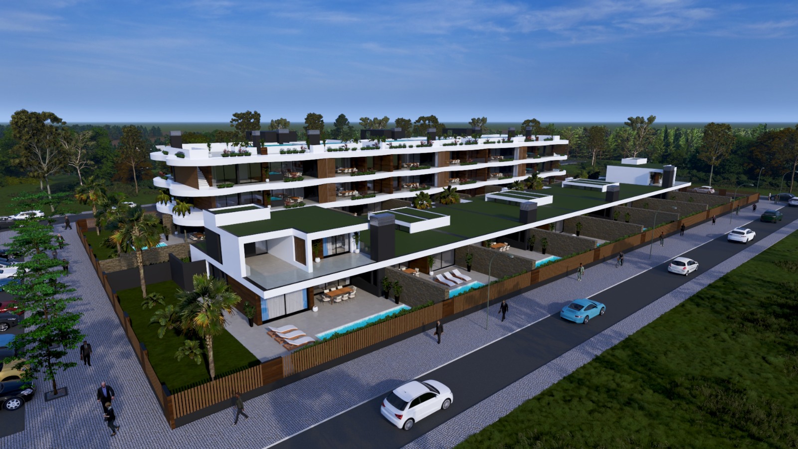 A birds eye view of Marina Concept 1 condominium. 26 units including penthouses and townhomes.