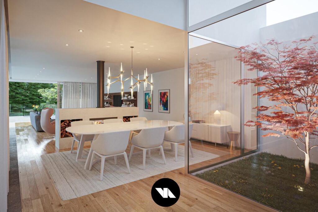 Rendering of dining room area - Ameijeira 33